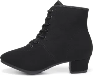 DKZSYIM Women's Latin Dance Boots Close Toe Ballroom Tango Performance Teaching Dancing Shoes,Model GBNJB