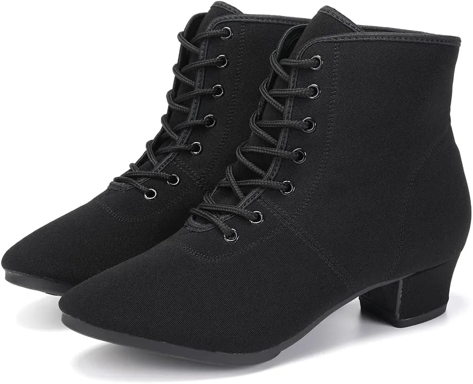 DKZSYIM Women's Latin Dance Boots Close Toe Ballroom Tango Performance Teaching Dancing Shoes,Model GBNJB