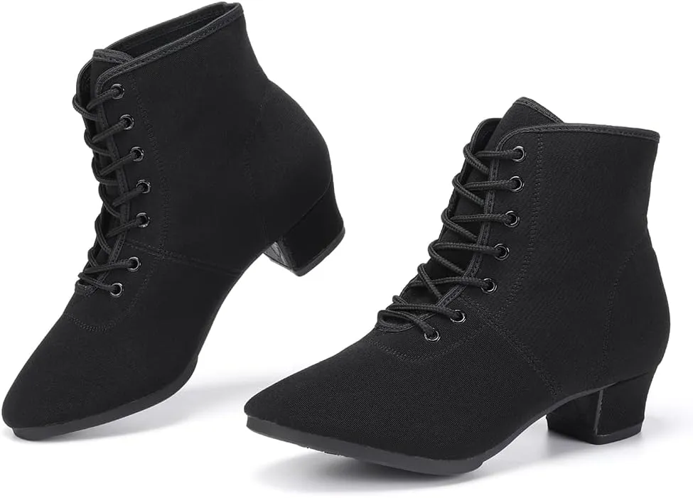 DKZSYIM Women's Latin Dance Boots Close Toe Ballroom Tango Performance Teaching Dancing Shoes,Model GBNJB