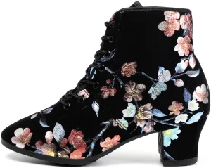 DKZSYIM Women's Latin Dance Boots Close Toe Ballroom Tango Performance Teaching Dancing Shoes,Model GBNJB