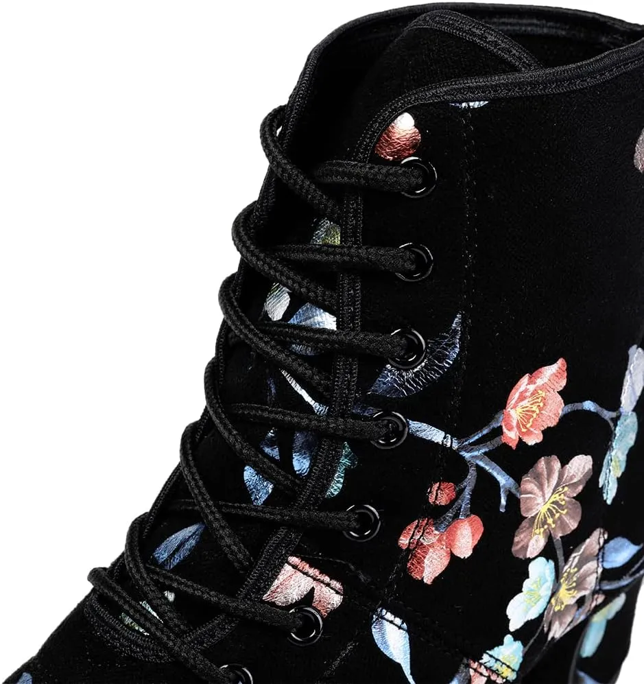 DKZSYIM Women's Latin Dance Boots Close Toe Ballroom Tango Performance Teaching Dancing Shoes,Model GBNJB