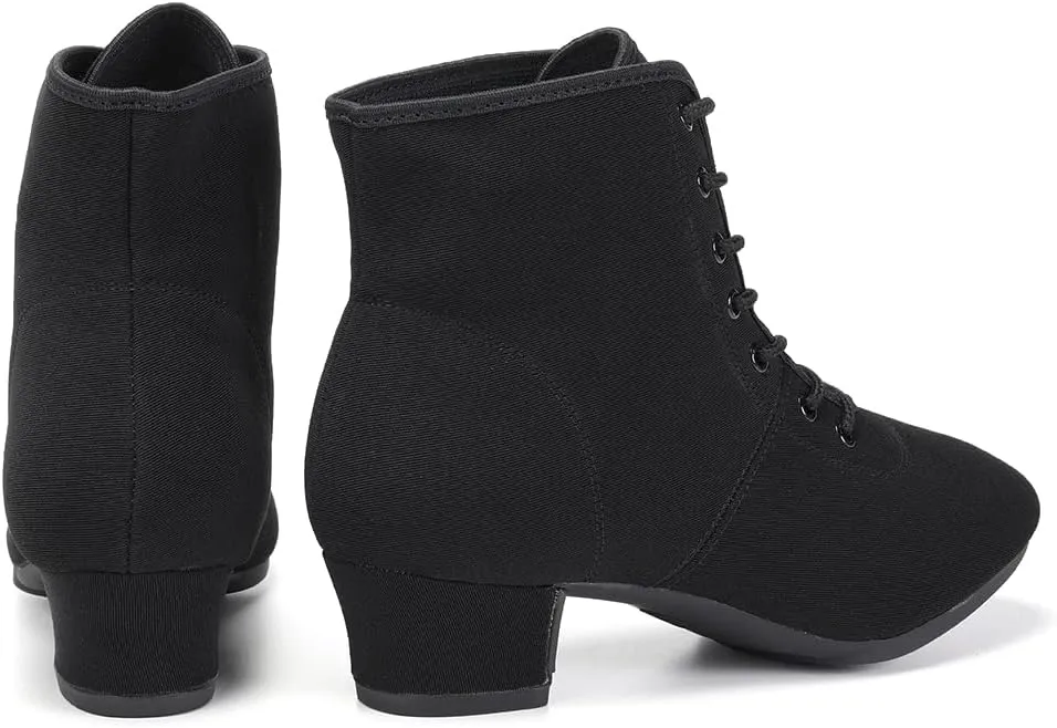 DKZSYIM Women's Latin Dance Boots Close Toe Ballroom Tango Performance Teaching Dancing Shoes,Model GBNJB