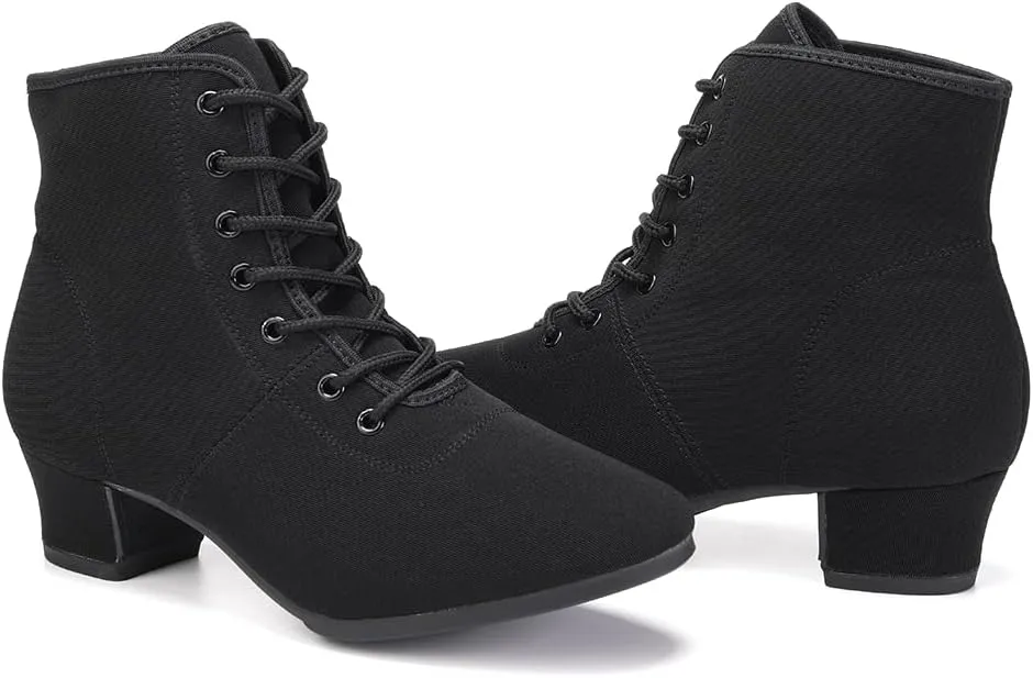 DKZSYIM Women's Latin Dance Boots Close Toe Ballroom Tango Performance Teaching Dancing Shoes,Model GBNJB