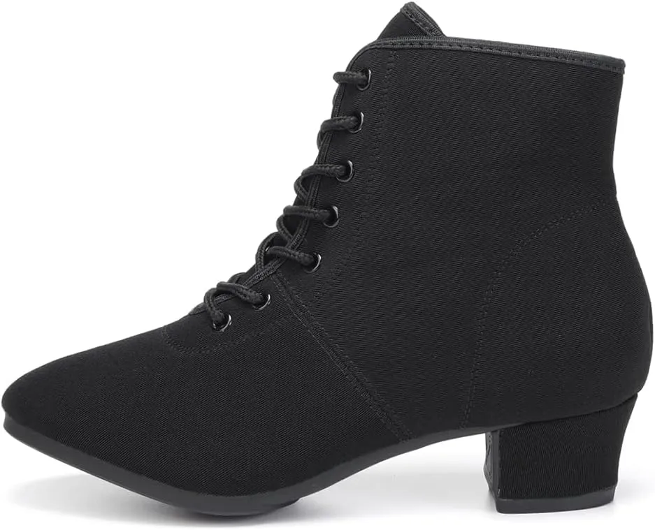 DKZSYIM Women's Latin Dance Boots Close Toe Ballroom Tango Performance Teaching Dancing Shoes,Model GBNJB