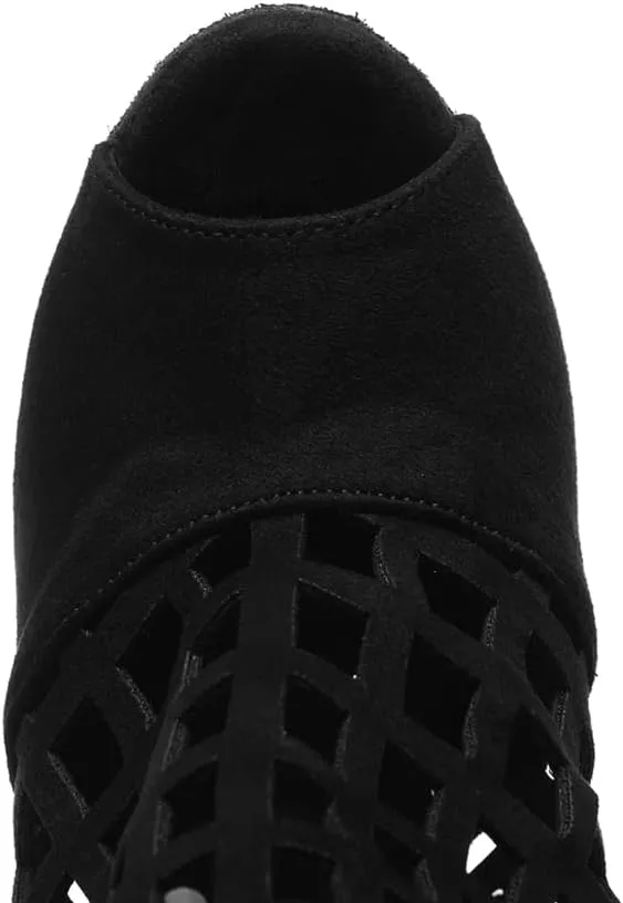 DKZSYIM Women's Open Toe Dance Boots Rhinestone Salsa Ballroom Lace-up Ankle Dance Shoes,Model YCL501