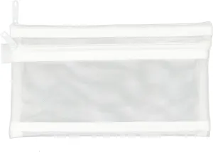 Double Layer Nylon Mesh Bag can be used as a Pencil bag, Cosmetic bag, Stationery bag, and Travel storage.(Whtie)