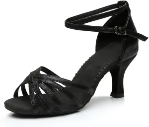 Dress First Ballroom Dance Shoes High Heel Latin Shoes Women Ballet & Dance Shoes Comforable Leatherette Indoor Dancing Shoes with Buckle, 2.76"