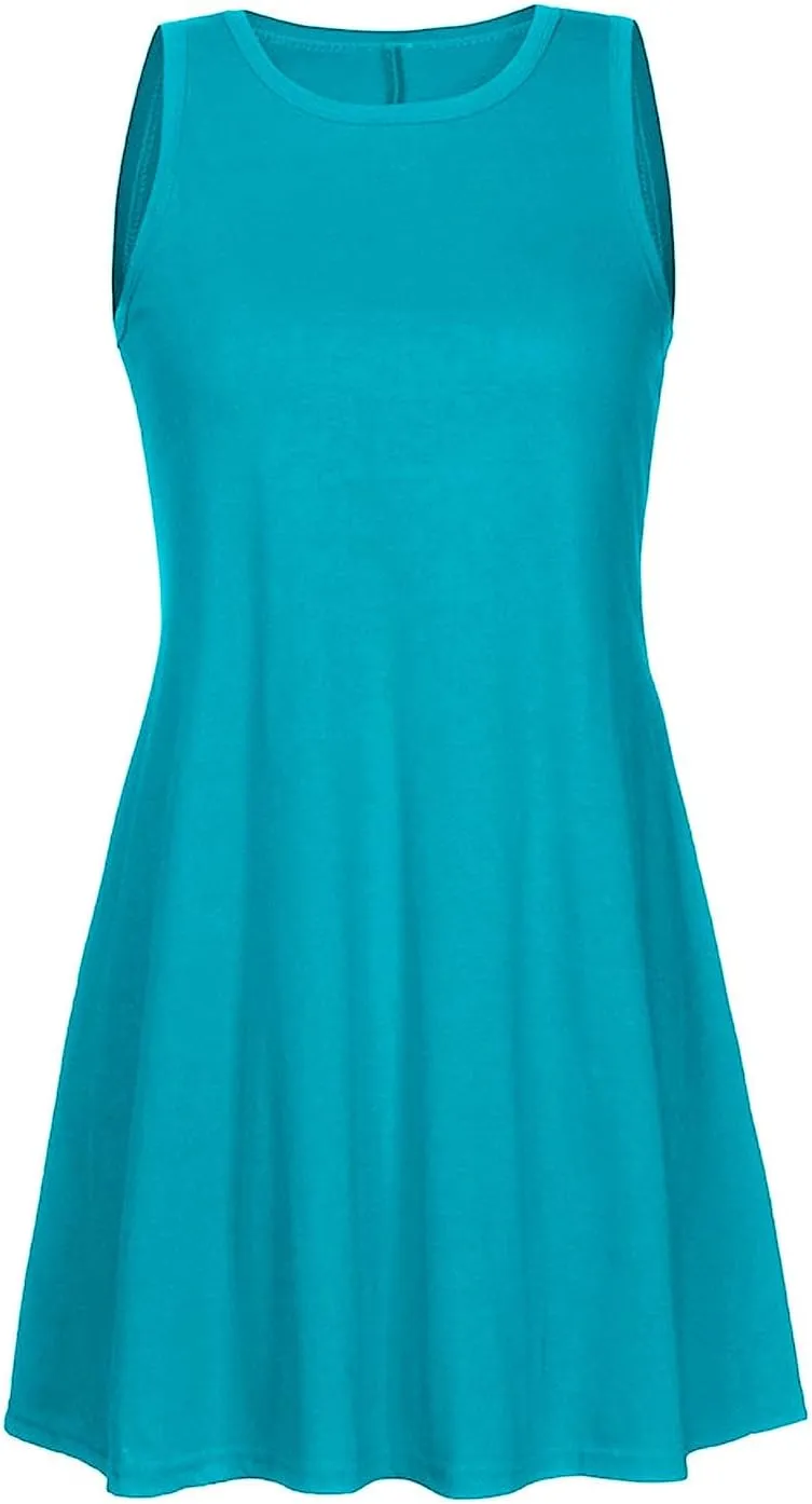 Dresses for Women 2025,Sleeveless Crewneck Summer Spring Dress Sleeveless Casual Beach Sundress Tank Dress Mini Dress
