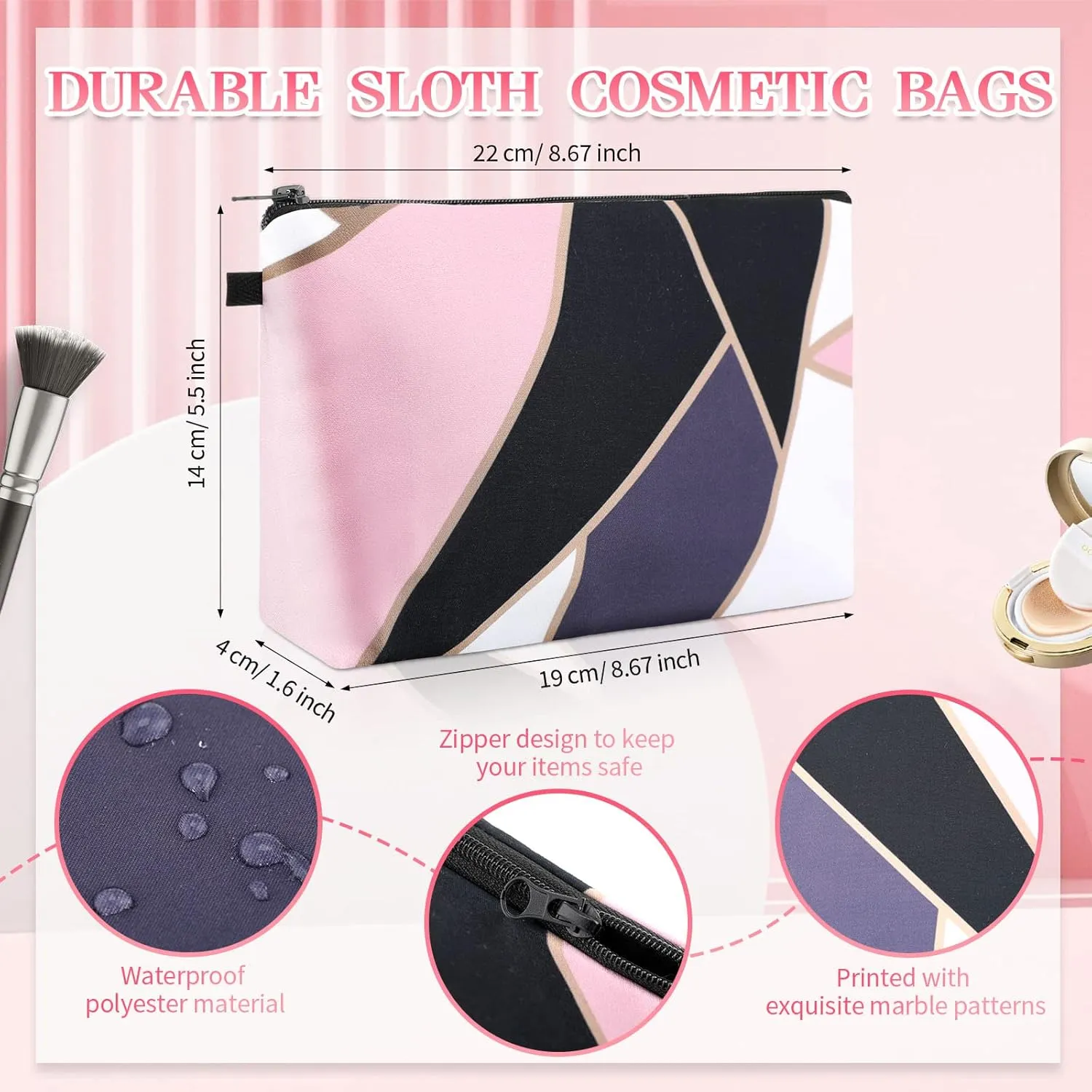 Dunzy 20 Pcs Makeup Bags Bulk Graduation Gift Cosmetic Bag Makeup with Zipper Pouch Waterproof Portable Travel Toiletry for Women Teacher Birthday Thanksgiving Christmas Gifts(Marble)