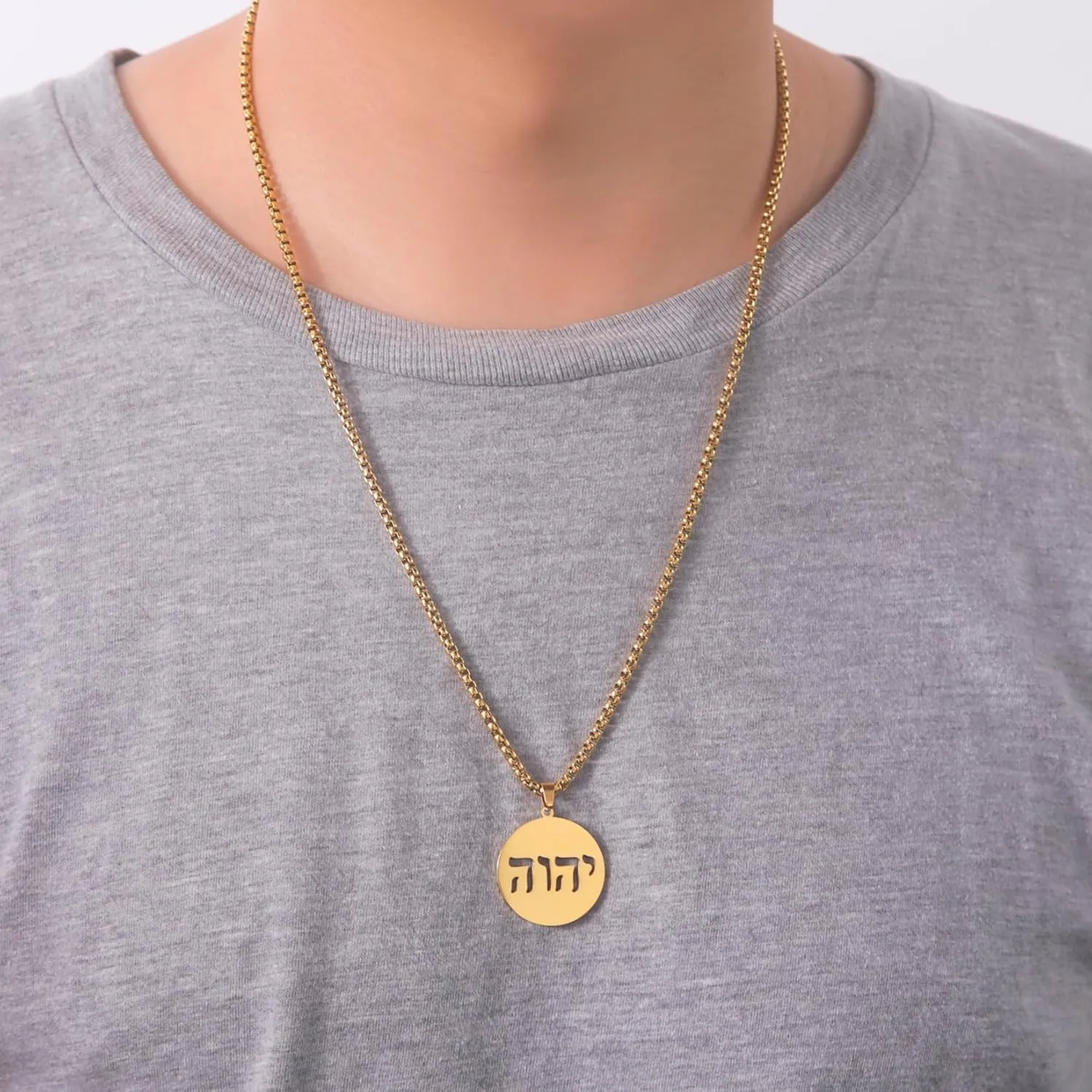 EUEAVAN Hebrew Necklaces Judaism Religion Faithchai Necklace Jehovah Pendants Hebrew Bible God Names Jewelry Hanukkah Israel Amulets Gifts Women Men