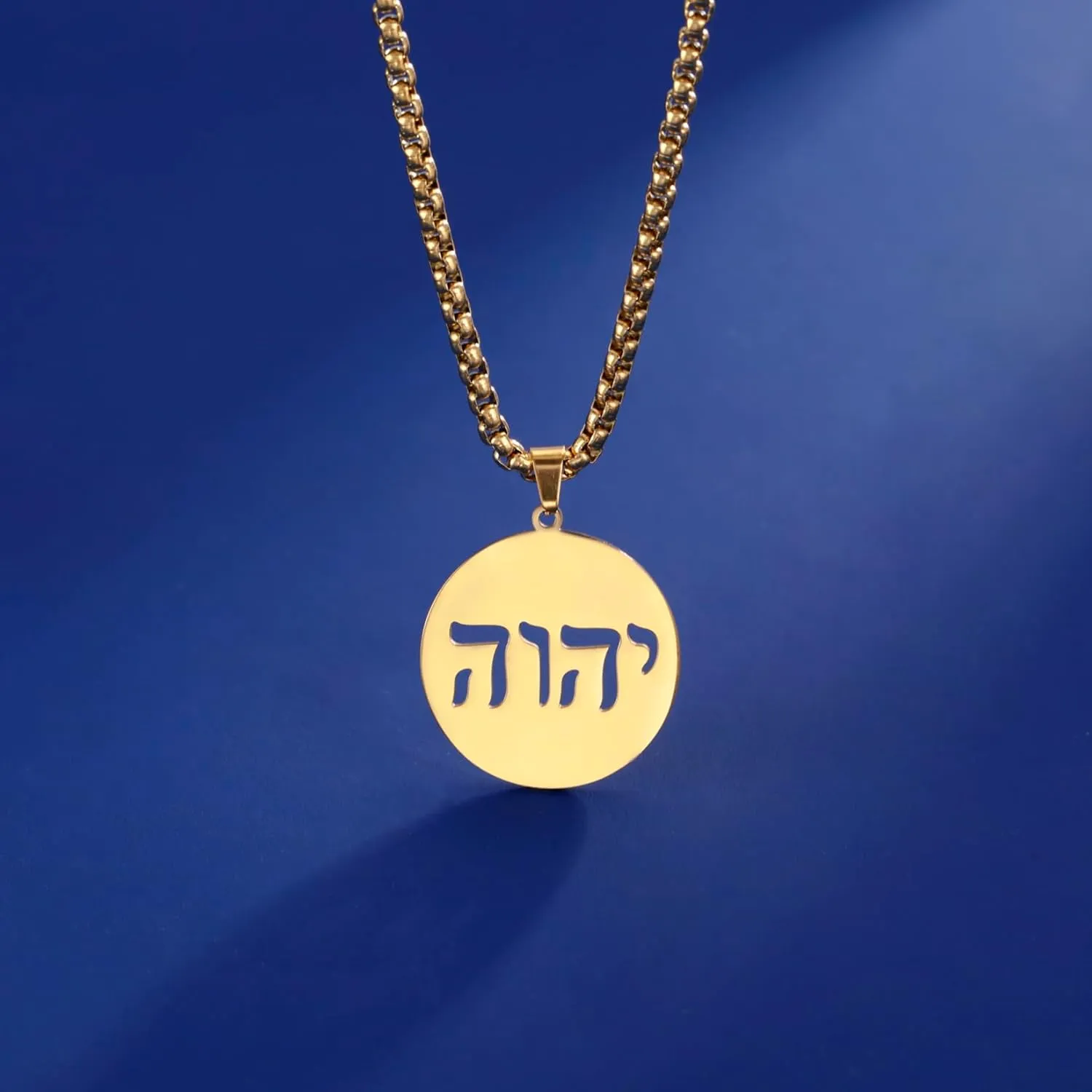 EUEAVAN Hebrew Necklaces Judaism Religion Faithchai Necklace Jehovah Pendants Hebrew Bible God Names Jewelry Hanukkah Israel Amulets Gifts Women Men