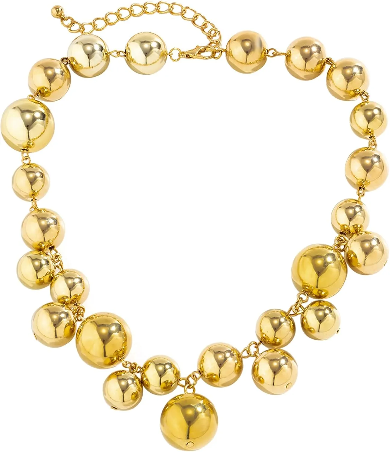 Exaggerated Punk Big Ball Necklaces for Women - Creative Irregular Gold/Silver Ball & Pearl Beads Choker, Party Bar Daily Wear Accessories Gifts