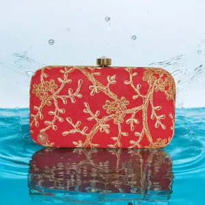 Exquisite Handcrafted Printed Clutches  Perfect Indian Wedding Accessories, Stylish Party Bags, and Unique Return Gifts (1 Pcs,Red)