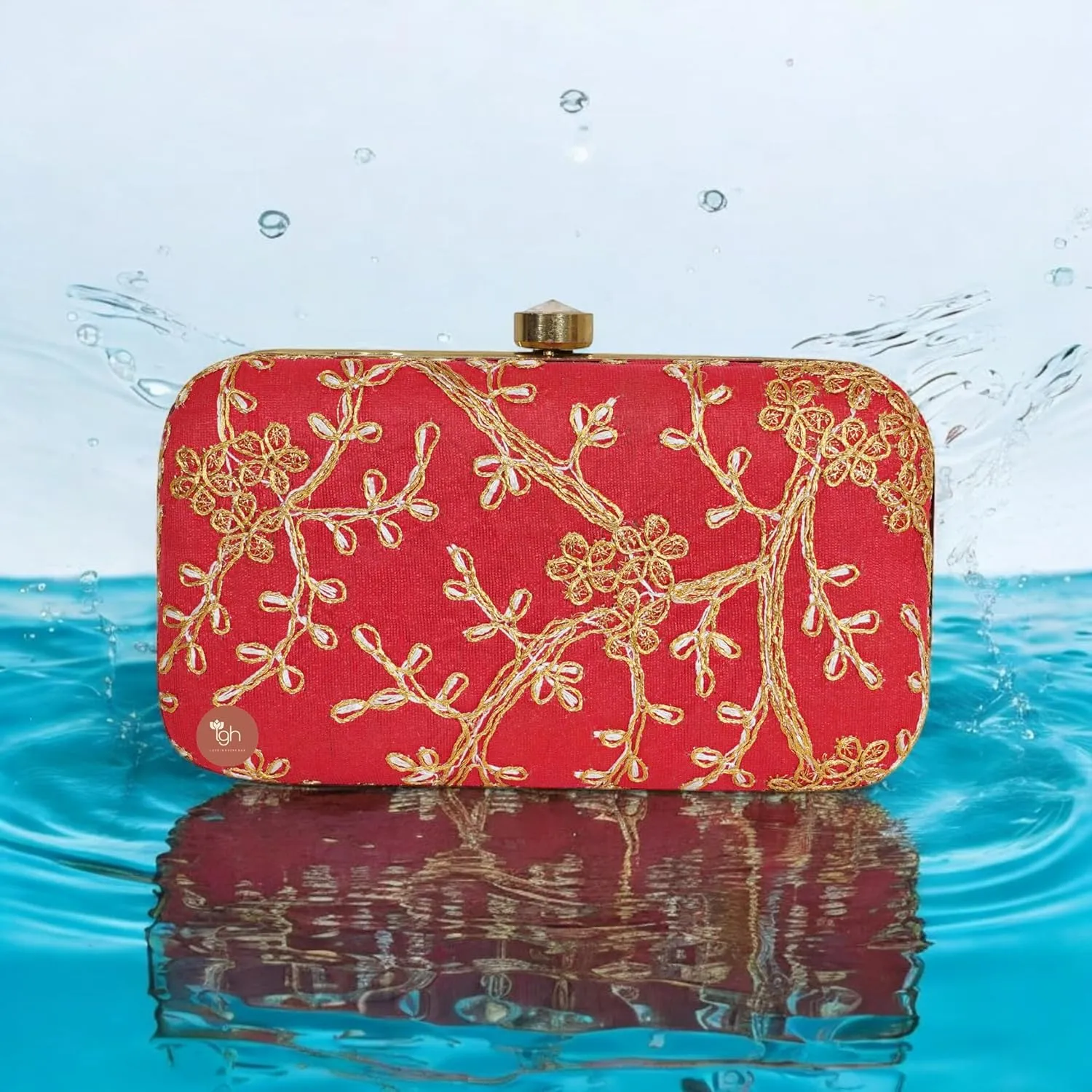 Exquisite Handcrafted Printed Clutches  Perfect Indian Wedding Accessories, Stylish Party Bags, and Unique Return Gifts (1 Pcs,Red)