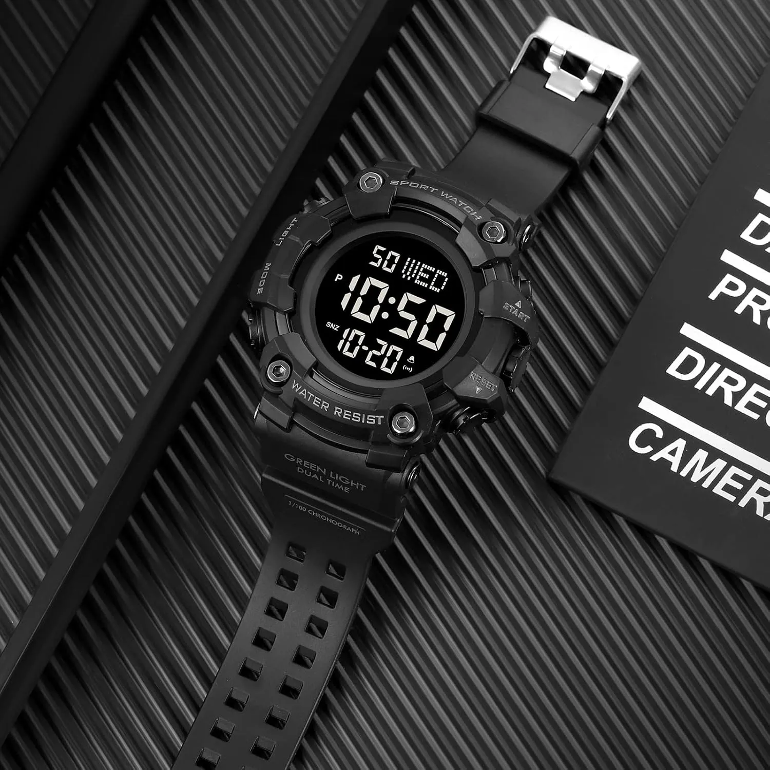 FANMIS Men's Digital 50M Waterproof Electronic Sport Watch Rubber Band Army Military 24H Time LED Light 164FT Water Resistant Calendar Date Day Watches