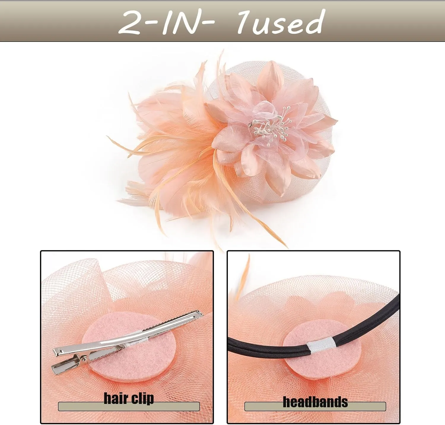 Fascinators Hats for Women,Cocktail and Party Fascinator Hair Clip with Feathers,Kentucky Derby Hats Headbands for Women