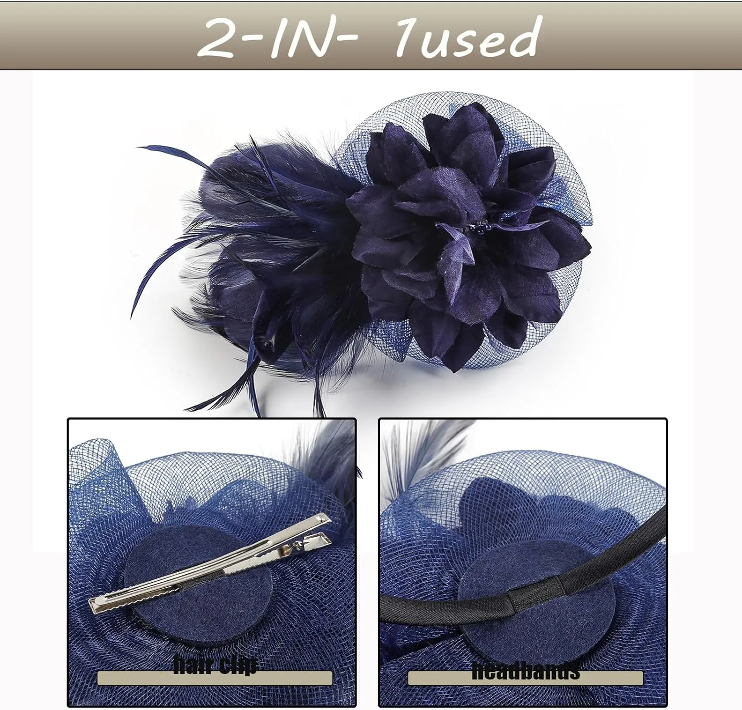 Fascinators Hats for Women,Cocktail and Party Fascinator Hair Clip with Feathers,Kentucky Derby Hats Headbands for Women