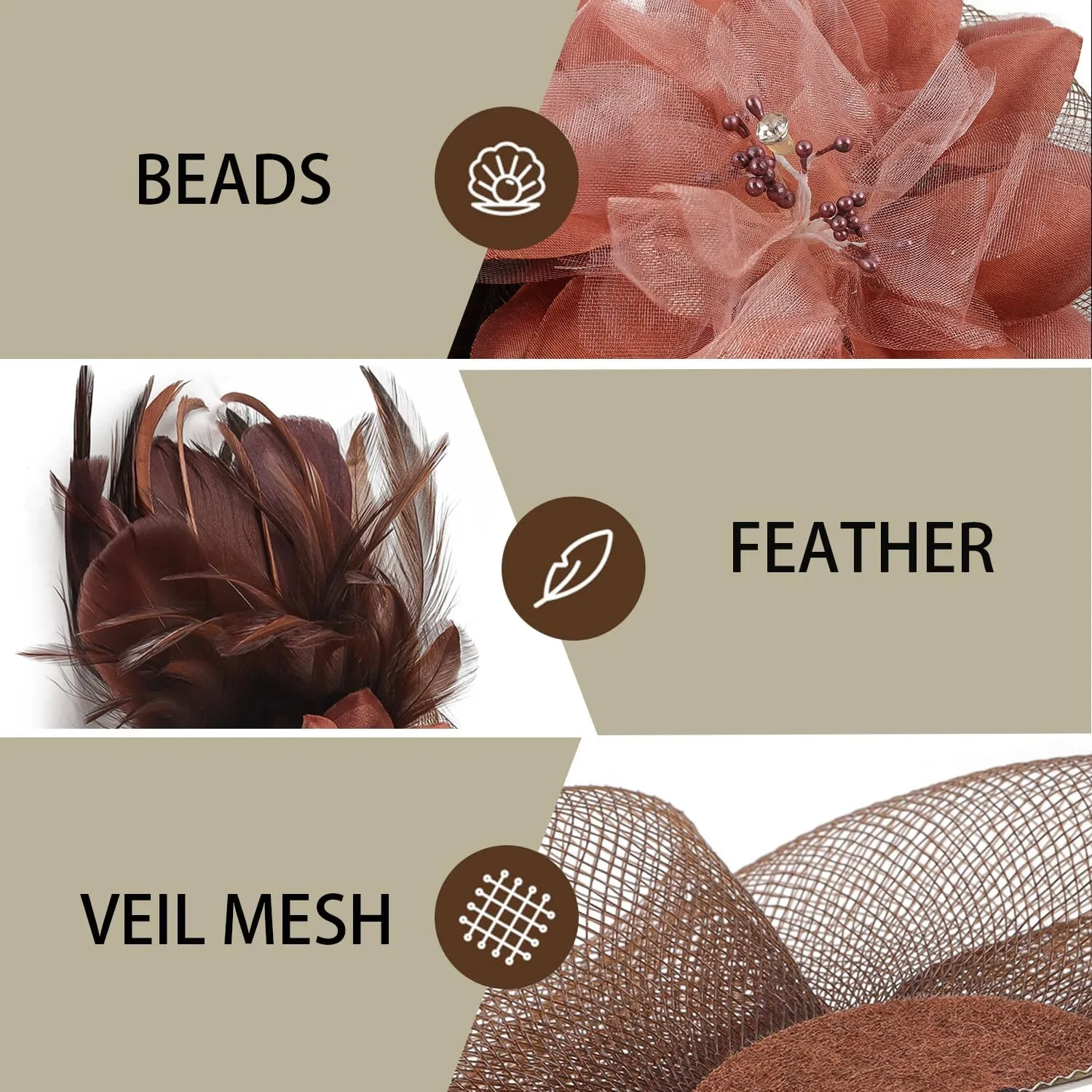 Fascinators Hats for Women,Cocktail and Party Fascinator Hair Clip with Feathers,Kentucky Derby Hats Headbands for Women