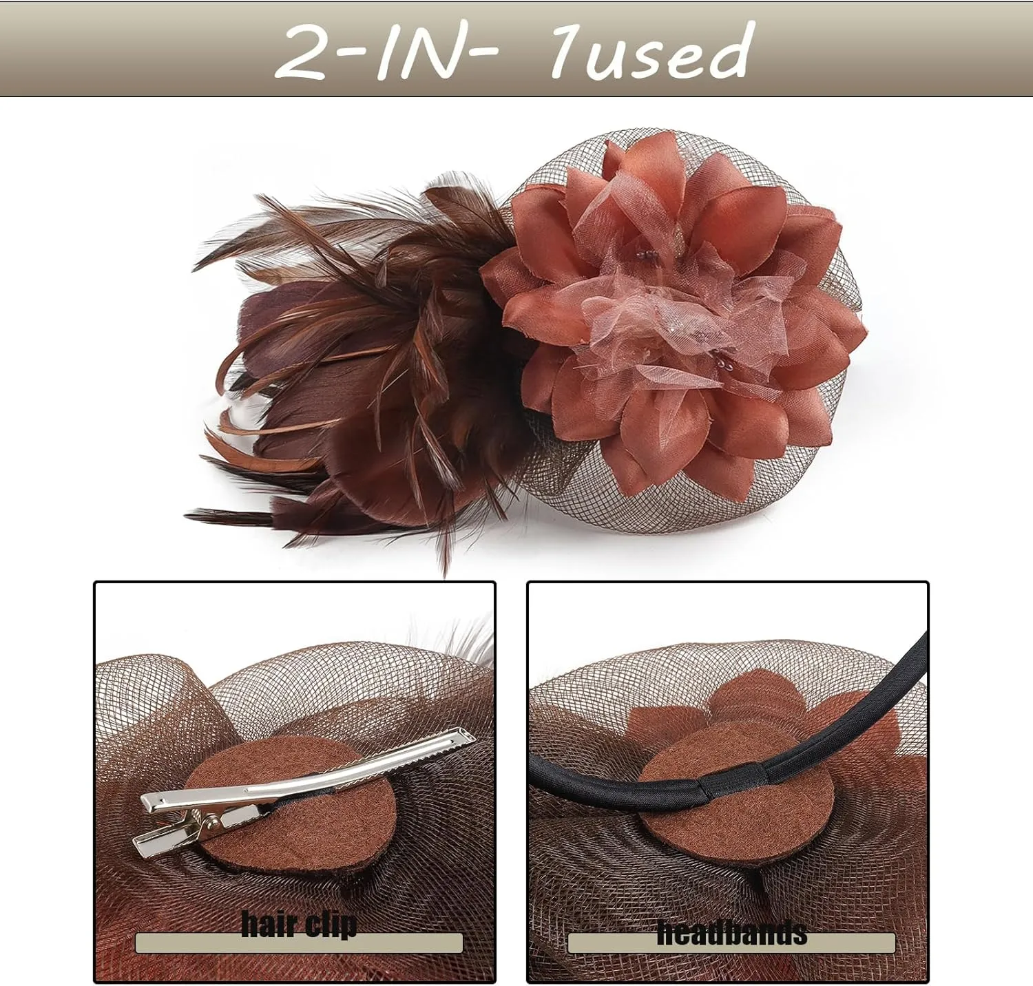 Fascinators Hats for Women,Cocktail and Party Fascinator Hair Clip with Feathers,Kentucky Derby Hats Headbands for Women