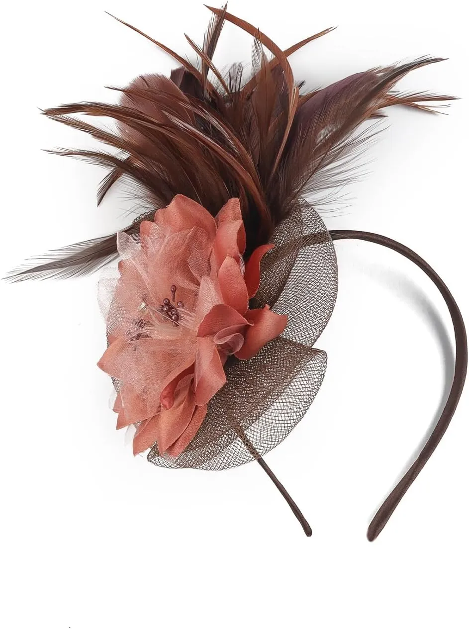 Fascinators Hats for Women,Cocktail and Party Fascinator Hair Clip with Feathers,Kentucky Derby Hats Headbands for Women
