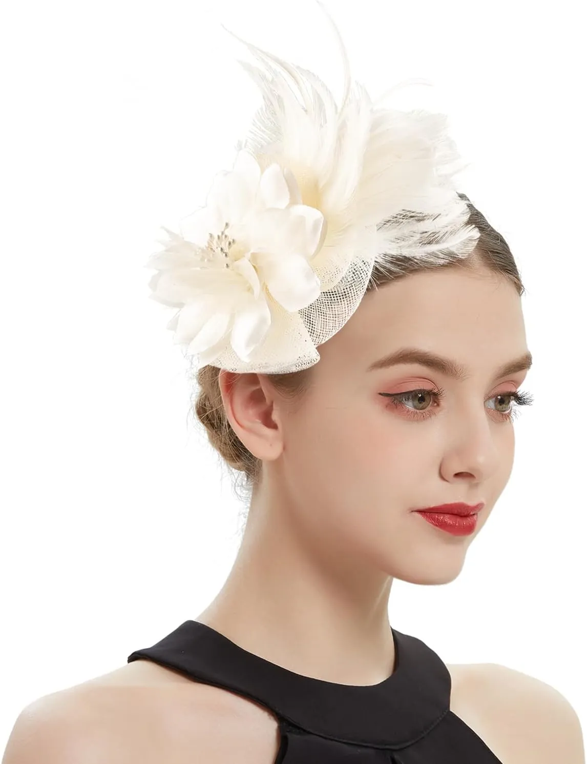 Fascinators Hats for Women,Cocktail and Party Fascinator Hair Clip with Feathers,Kentucky Derby Hats Headbands for Women