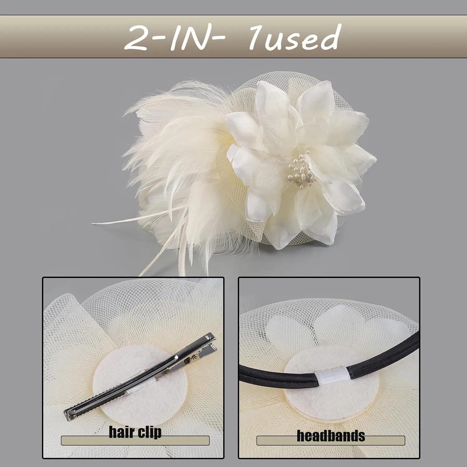 Fascinators Hats for Women,Cocktail and Party Fascinator Hair Clip with Feathers,Kentucky Derby Hats Headbands for Women