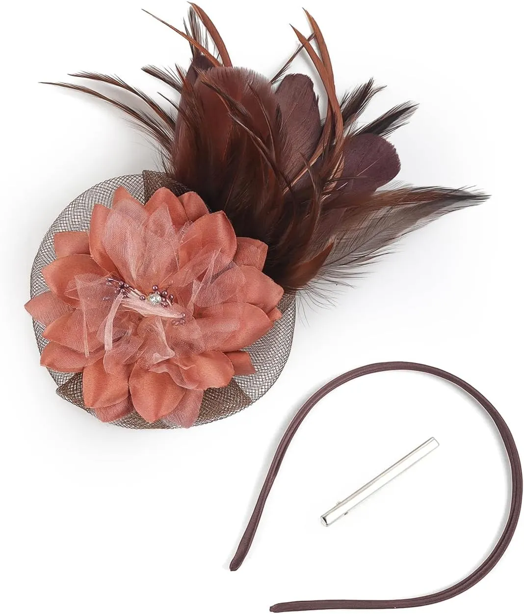 Fascinators Hats for Women,Cocktail and Party Fascinator Hair Clip with Feathers,Kentucky Derby Hats Headbands for Women
