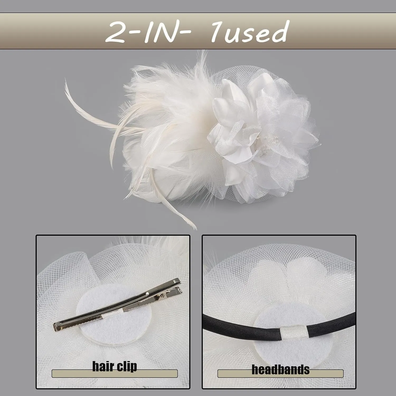 Fascinators Hats for Women,Cocktail and Party Fascinator Hair Clip with Feathers,Kentucky Derby Hats Headbands for Women