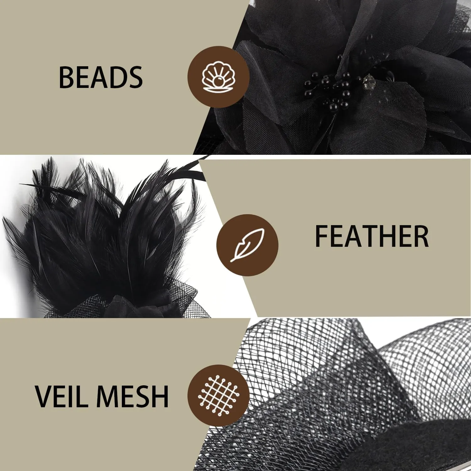 Fascinators Hats for Women,Cocktail and Party Fascinator Hair Clip with Feathers,Kentucky Derby Hats Headbands for Women