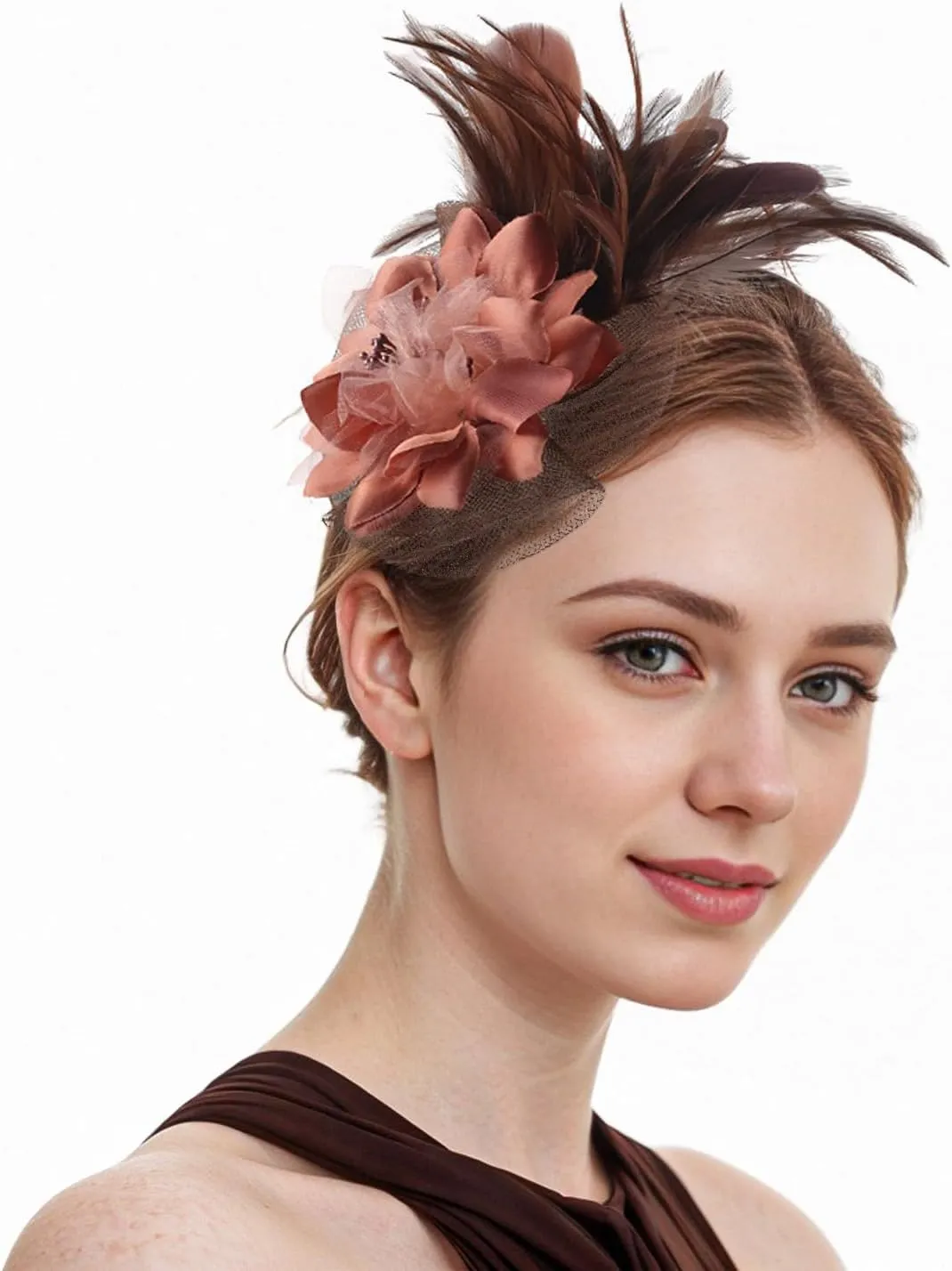Fascinators Hats for Women,Cocktail and Party Fascinator Hair Clip with Feathers,Kentucky Derby Hats Headbands for Women