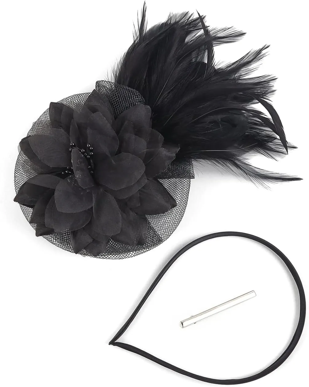 Fascinators Hats for Women,Cocktail and Party Fascinator Hair Clip with Feathers,Kentucky Derby Hats Headbands for Women