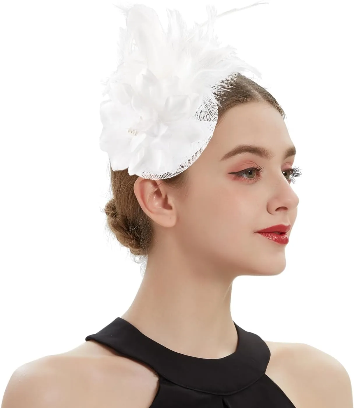 Fascinators Hats for Women,Cocktail and Party Fascinator Hair Clip with Feathers,Kentucky Derby Hats Headbands for Women