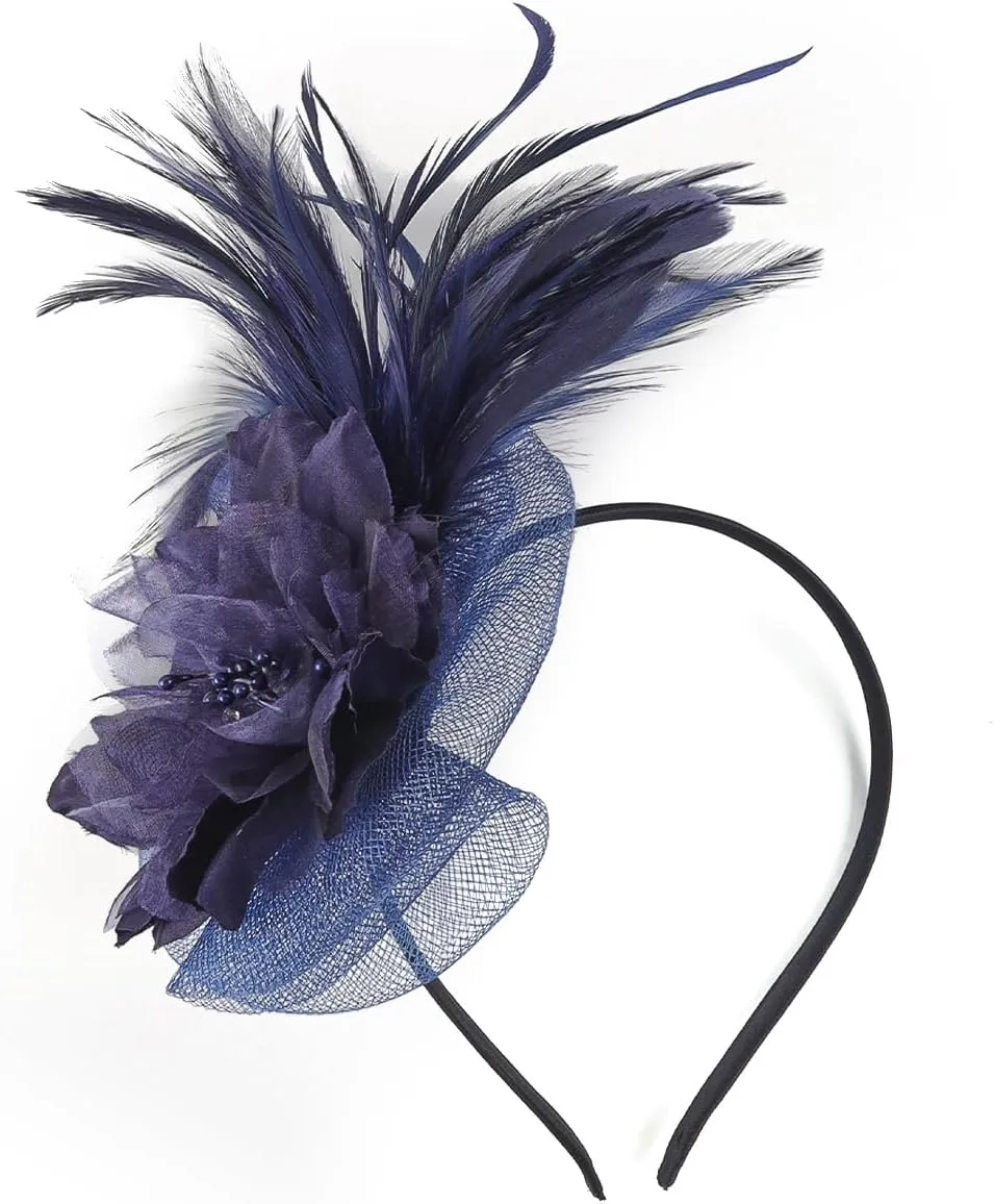 Fascinators Hats for Women,Cocktail and Party Fascinator Hair Clip with Feathers,Kentucky Derby Hats Headbands for Women