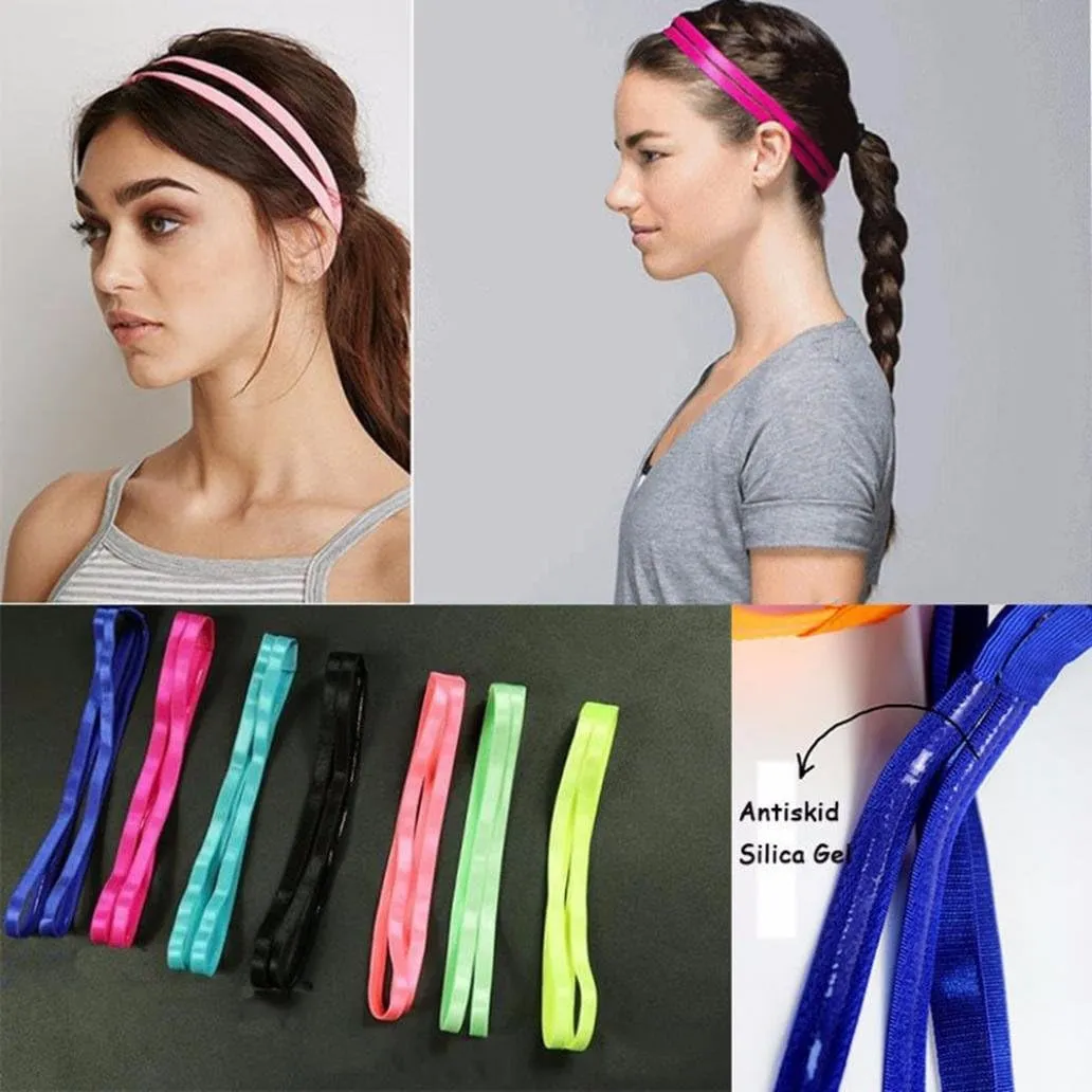 Fashion Women Girl Double Band Anti-Slip Sports Yoga Elastic Running Headband Hairband