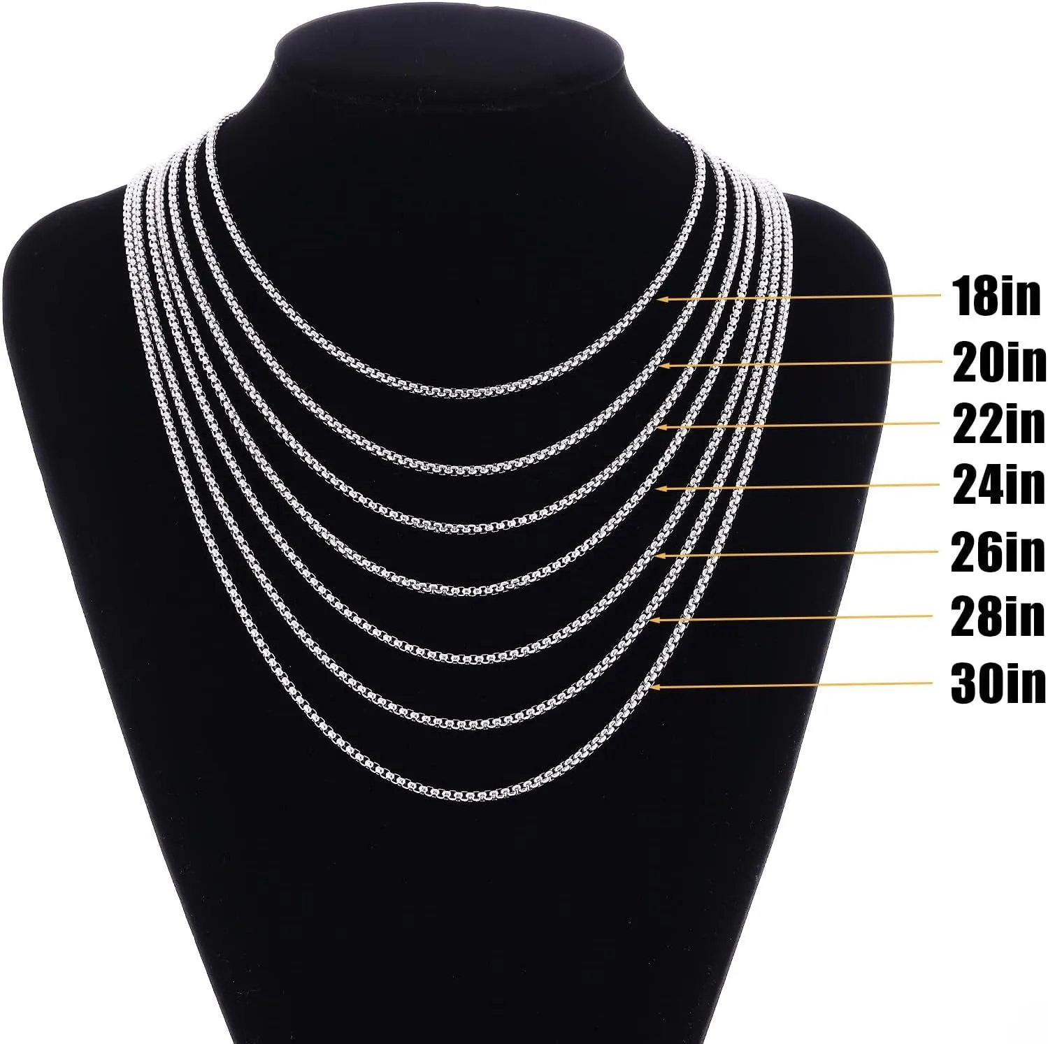Fiusem Pendant Necklace for Men, Silver Tone/Gold Plated/Black Mens Penddant Necklaces with 2.5 mm Box Chain, Stainless Steel Bar Chain, 18-28 Inches