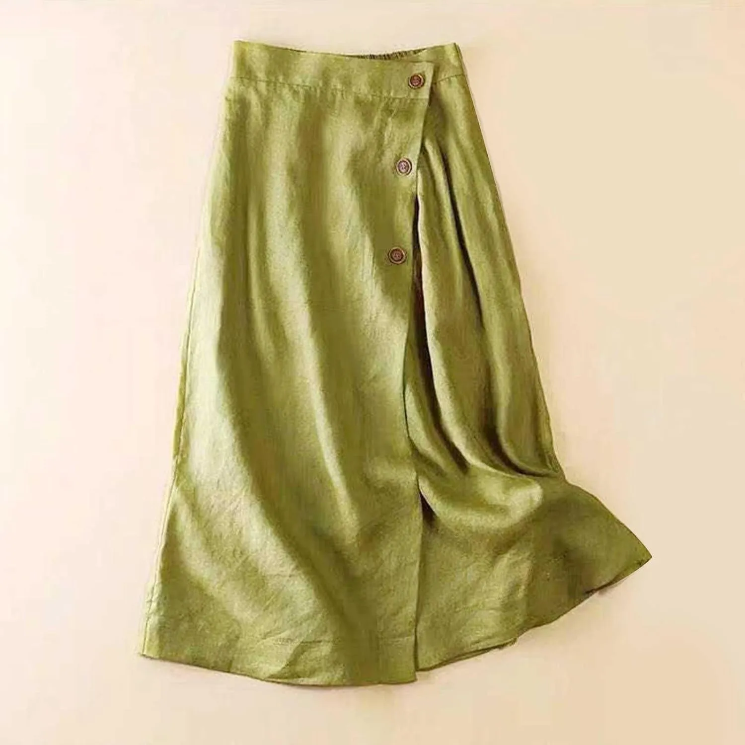 Flowy Skirts for Women Knee Length Summer Casual Cotton Linen Midi A-Line Skirt Comfy Boho Vacation Clothes