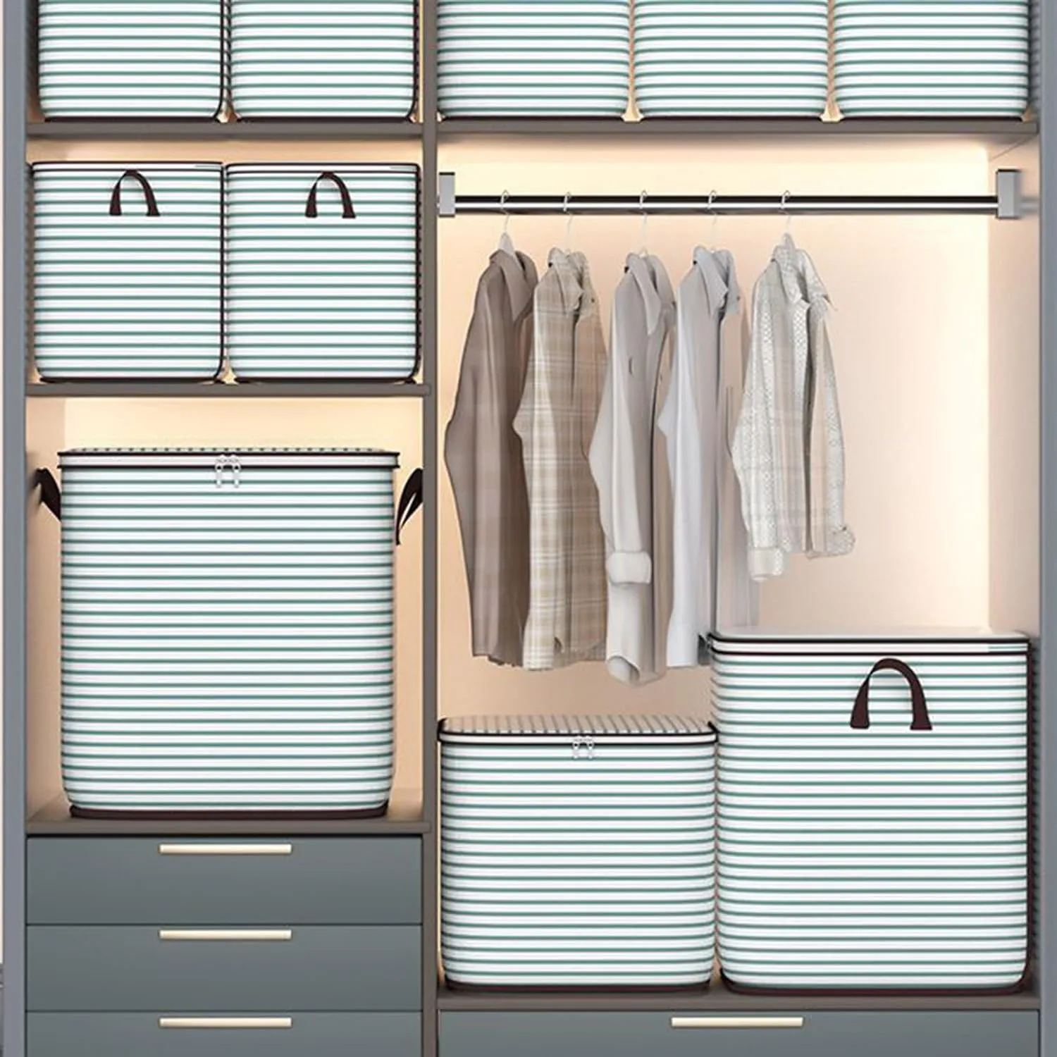 Foldable Closet Organizers and Storage with Sturdy Handle & Zipper Moving Bags Under Bed Storage Containers Clothing Storage Organizer Large Storage Bags for Blankets, Closet, Bedding, Comforter