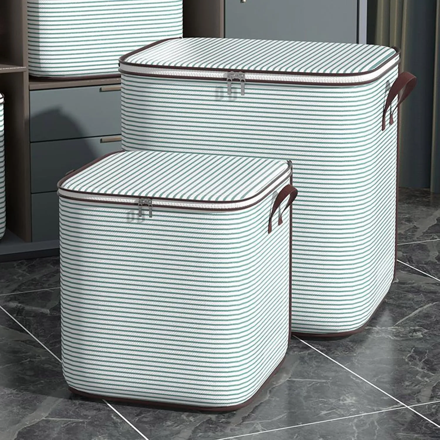 Foldable Closet Organizers and Storage with Sturdy Handle & Zipper Moving Bags Under Bed Storage Containers Clothing Storage Organizer Large Storage Bags for Blankets, Closet, Bedding, Comforter