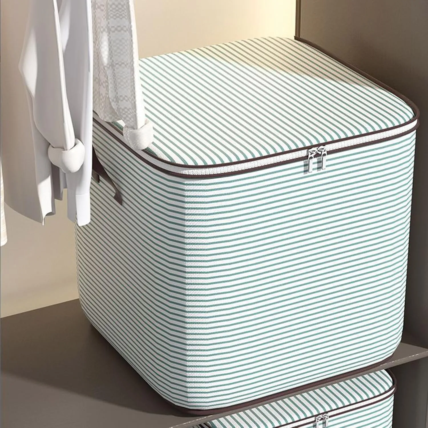 Foldable Closet Organizers and Storage with Sturdy Handle & Zipper Moving Bags Under Bed Storage Containers Clothing Storage Organizer Large Storage Bags for Blankets, Closet, Bedding, Comforter