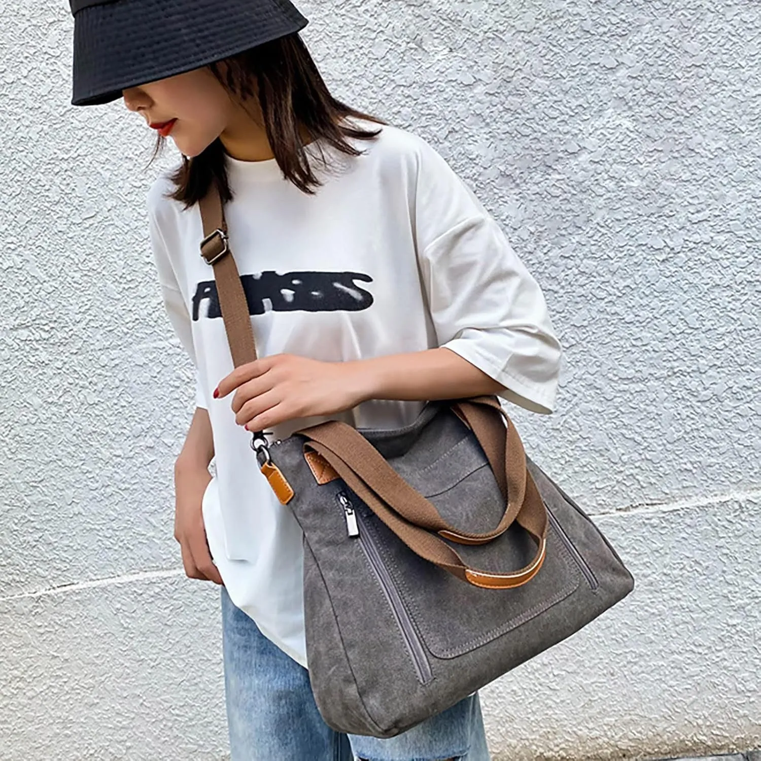 Foldie Crossbody Bags for Women Stadium Crossbody Messenger Bags for Concerts Sporting Events Clear Fanny Pack(Khaki)