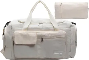 Folding Travel Garment Bag Expandable Carry on, Travel Luggage Organizer for Suitcase Clothes Storage Bag (Beige,40L)