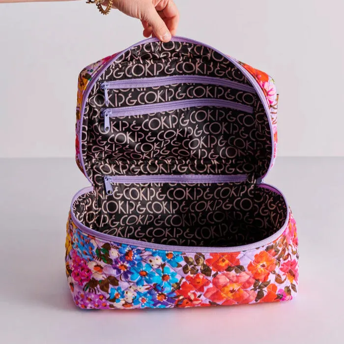 Forever Floral Lilac Quilted Cotton Toiletry Case