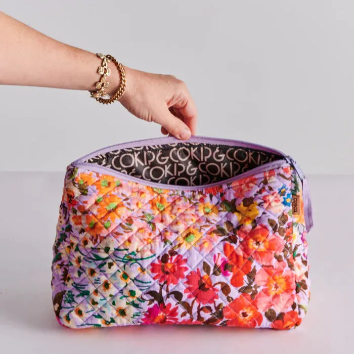 Forever Floral Lilac Quilted Cotton Toiletry Purse