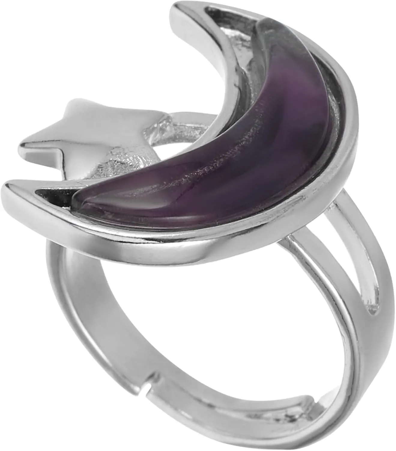 FRCOLOR Fashionable Moon Star Crystal Couples Ring Adjustable Size Ring for Women Men's Occasions