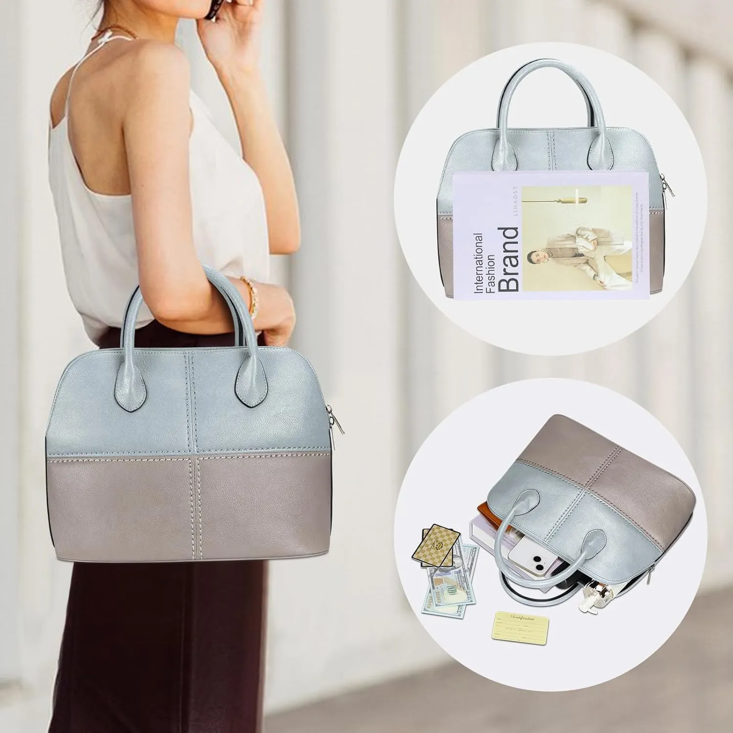 FUKUYIN Tote Purse for Women Medium Crossbody Bags Top Handle Dome Satchel Bag for Ladies Faxu Leather