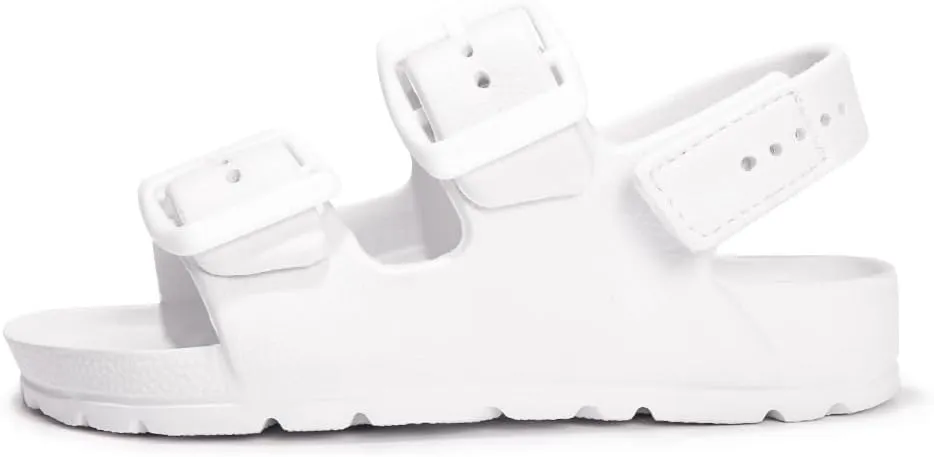 FUNKYMONKEY Unisex-Child Slides Double Buckle Adjustable EVA Flat Sandals for Boys Girls
