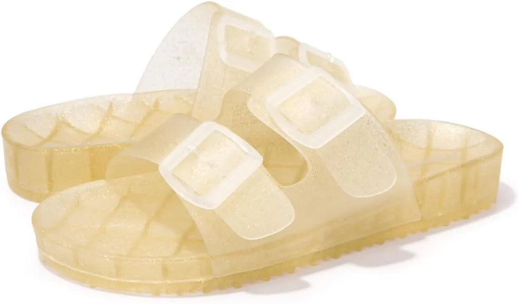 FUNKYMONKEY Women's Comfort Slides Double Buckle Adjustable EVA Flat Sandals