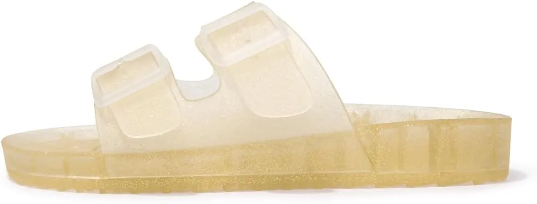 FUNKYMONKEY Women's Comfort Slides Double Buckle Adjustable EVA Flat Sandals