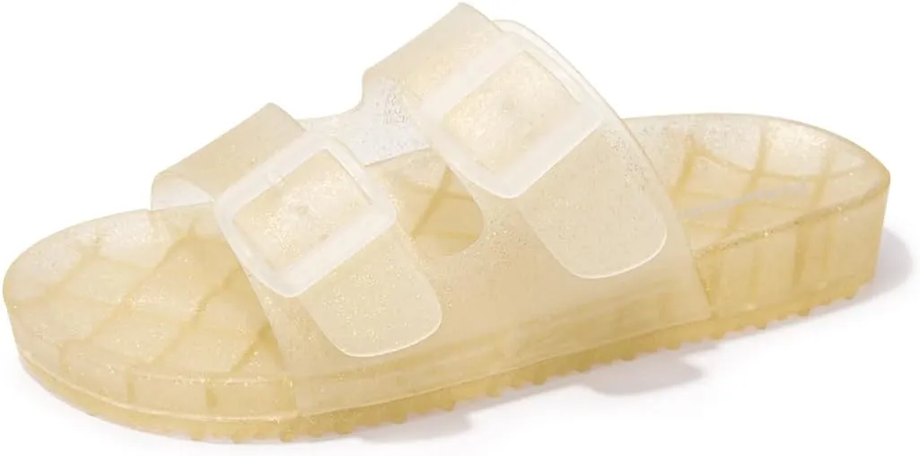 FUNKYMONKEY Women's Comfort Slides Double Buckle Adjustable EVA Flat Sandals