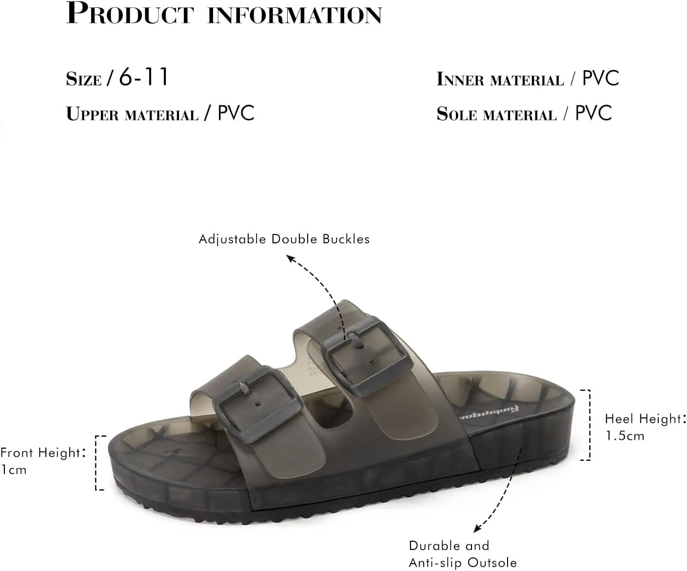 FUNKYMONKEY Women's Comfort Slides Double Buckle Adjustable EVA Flat Sandals